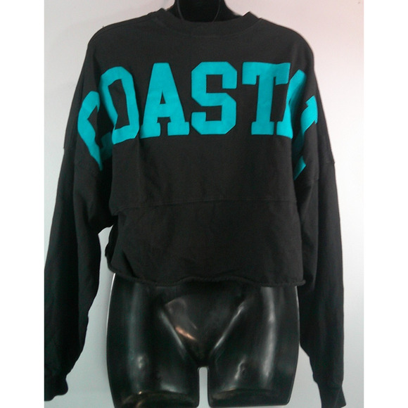 Spirit Jersey Coastal Carolinas Black Cropped Crewneck Sweatshirt Women's Small - Picture 3 of 6